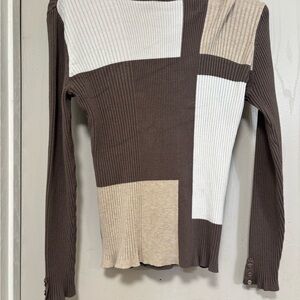 Colorblock Ribbed Long Sleeve turtleneck